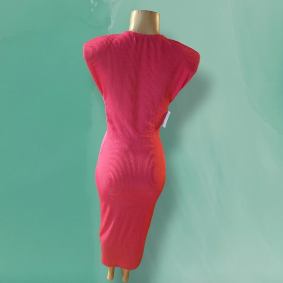 PINK SHOULDER PADED DRESS - Picture 4 of 4